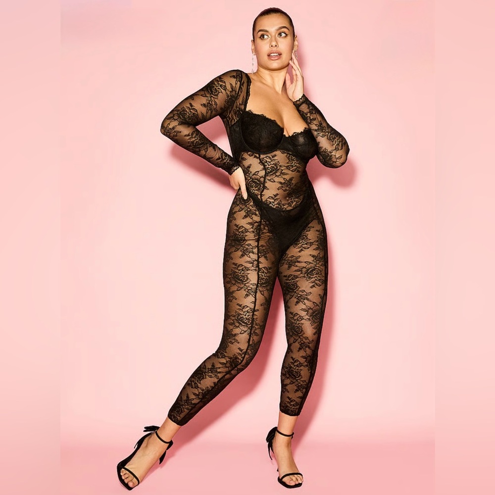Victoria's Secret Black Lace Full-Body Catsuit